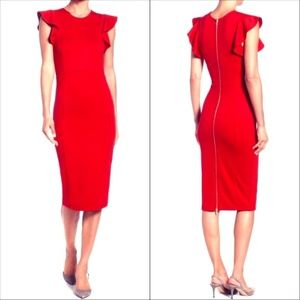 Felicity & Coco Capriana Ruffle Sheath Dress Red